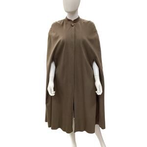 Renee’s Resale Cape Women’s One Size Cashmere Vintage Long Cape One Button Brown